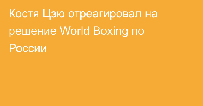 Костя Цзю отреагировал на решение World Boxing по России