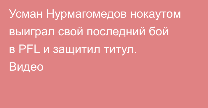 Усман Нурмагомедов нокаутом выиграл свой последний бой в PFL и защитил титул. Видео