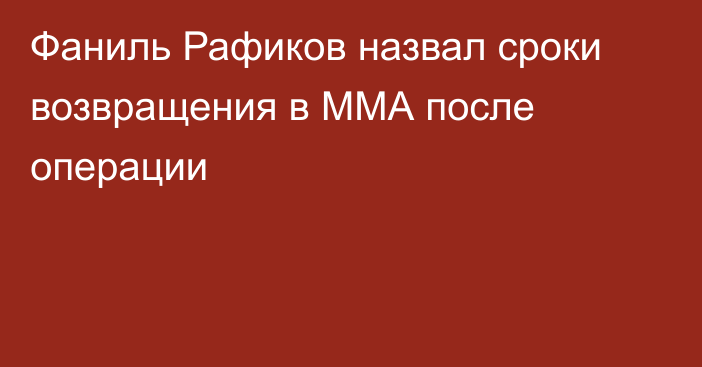 Фаниль Рафиков назвал сроки возвращения в ММА после операции