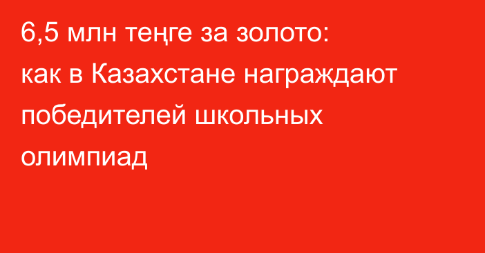 6,5 млн теңге за золото: как в Казахстане награждают победителей школьных олимпиад