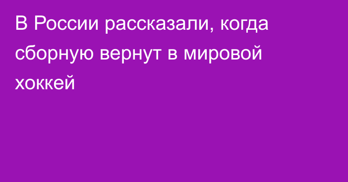В России рассказали, когда сборную вернут в мировой хоккей