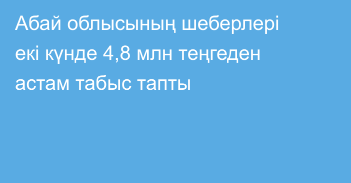 Абай облысының шеберлері екі күнде 4,8 млн теңгеден астам табыс тапты