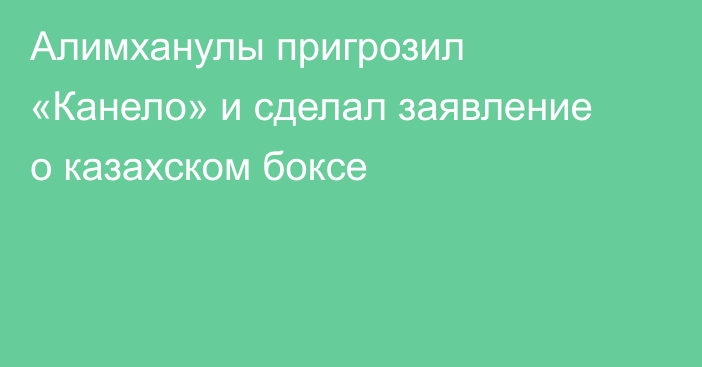 Алимханулы пригрозил «Канело» и сделал заявление о казахском боксе
