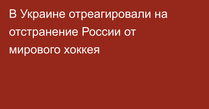 В Украине отреагировали на отстранение России от мирового хоккея