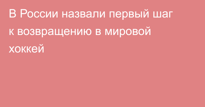В России назвали первый шаг к возвращению в мировой хоккей