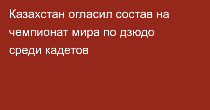 Казахстан огласил состав на чемпионат мира по дзюдо среди кадетов