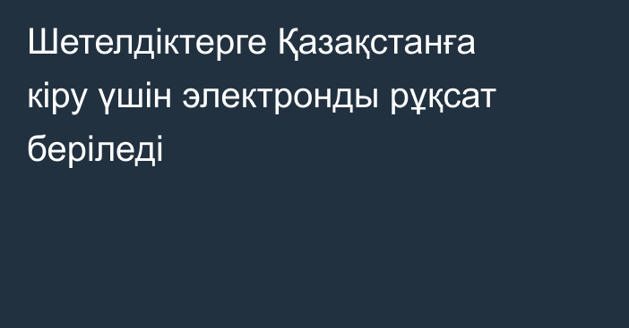 Шетелдіктерге Қазақстанға кіру үшін электронды рұқсат беріледі