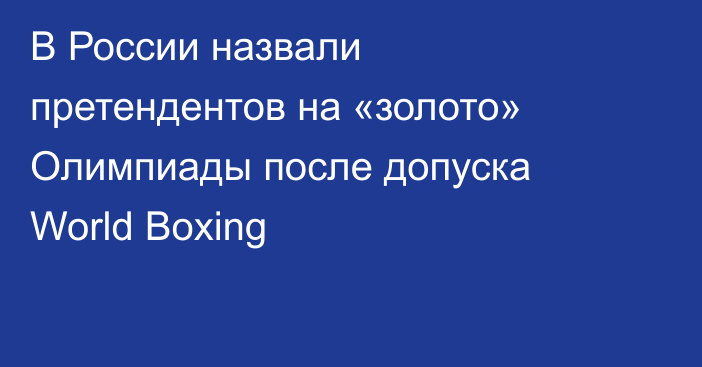 В России назвали претендентов на «золото» Олимпиады после допуска World Boxing
