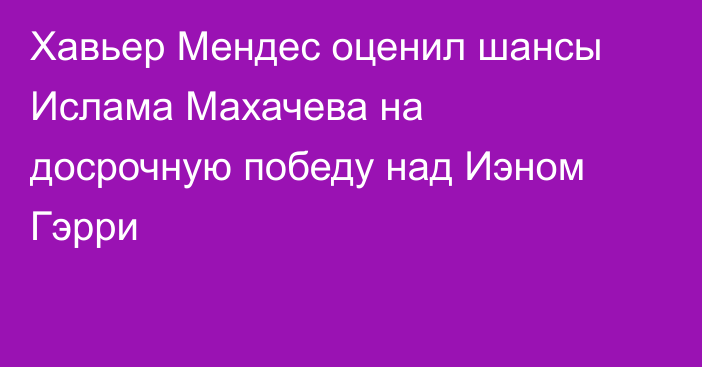 Хавьер Мендес оценил шансы Ислама Махачева на досрочную победу над Иэном Гэрри
