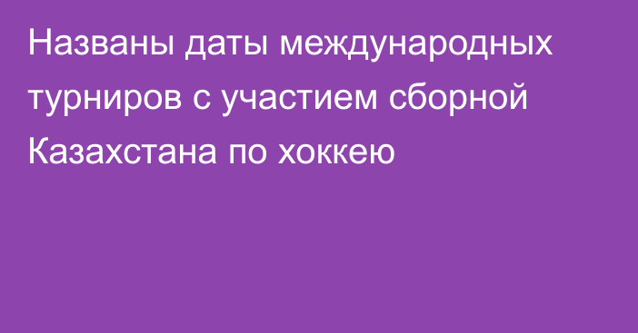 Названы даты международных турниров с участием сборной Казахстана по хоккею