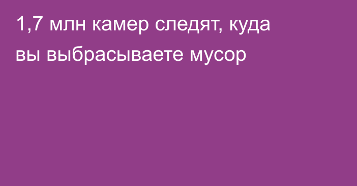 1,7 млн камер следят, куда вы выбрасываете мусор