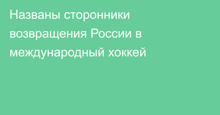 Названы сторонники возвращения России в международный хоккей