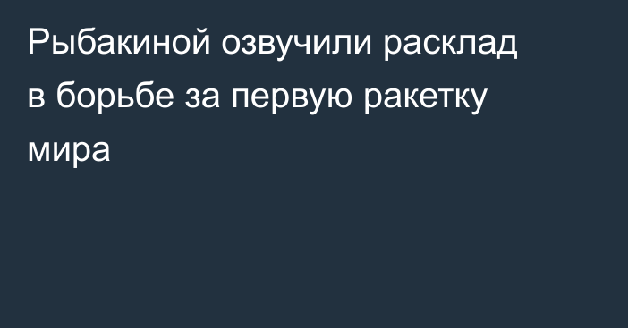 Рыбакиной озвучили расклад в борьбе за первую ракетку мира