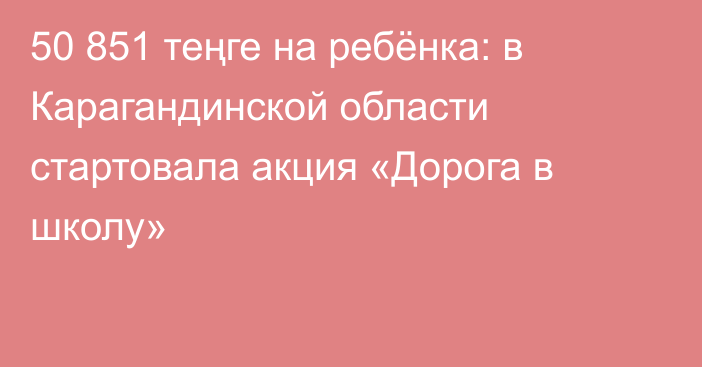 50 851 теңге на ребёнка: в Карагандинской области стартовала акция «Дорога в школу»