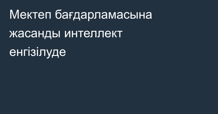 Мектеп бағдарламасына жасанды интеллект енгізілуде