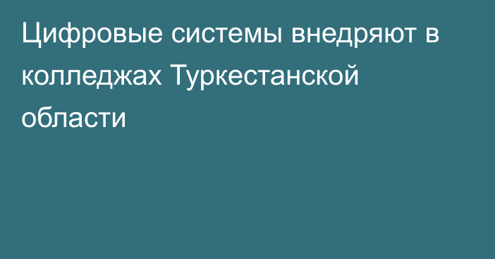 Цифровые системы внедряют в колледжах Туркестанской области