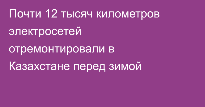 Почти 12 тысяч километров электросетей отремонтировали в Казахстане перед зимой
