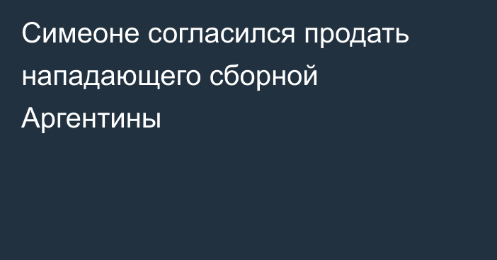 Симеоне согласился продать нападающего сборной Аргентины