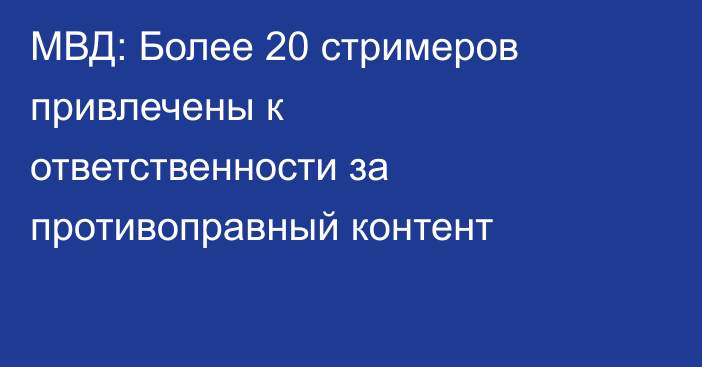 МВД: Более 20 стримеров привлечены к ответственности за противоправный контент