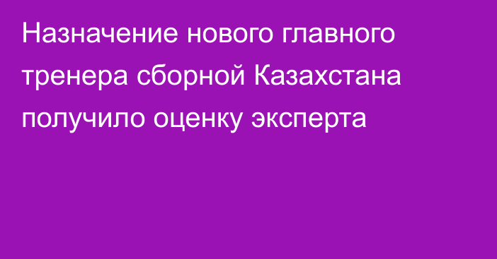 Назначение нового главного тренера сборной Казахстана получило оценку эксперта