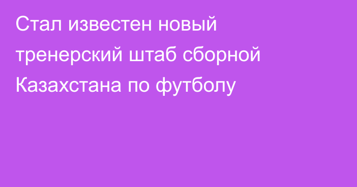 Стал известен новый тренерский штаб сборной Казахстана по футболу