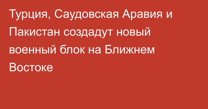 Турция, Саудовская Аравия и Пакистан создадут новый военный блок на Ближнем Востоке