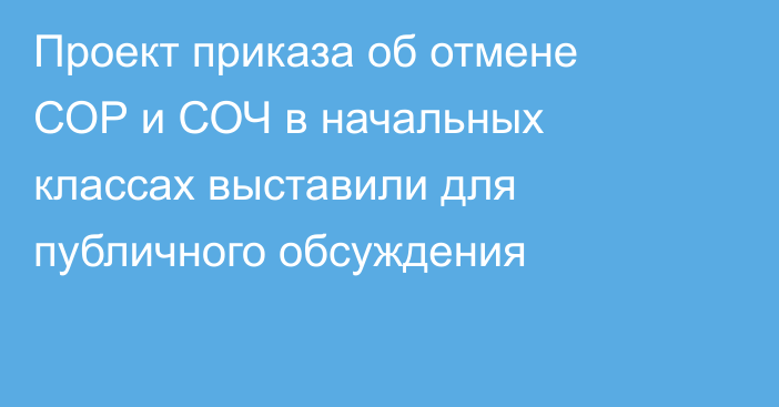 Проект приказа об отмене СОР и СОЧ в начальных классах выставили для публичного обсуждения