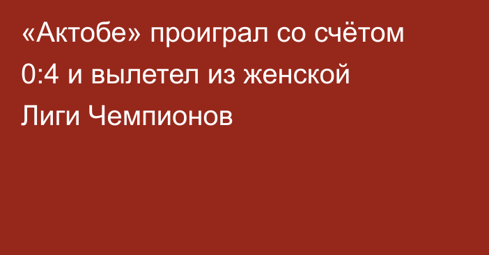 «Актобе» проиграл со счётом 0:4 и вылетел из женской Лиги Чемпионов