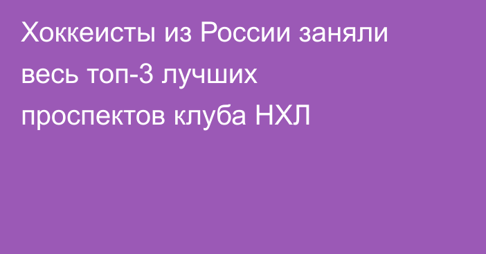 Хоккеисты из России заняли весь топ-3 лучших проспектов клуба НХЛ