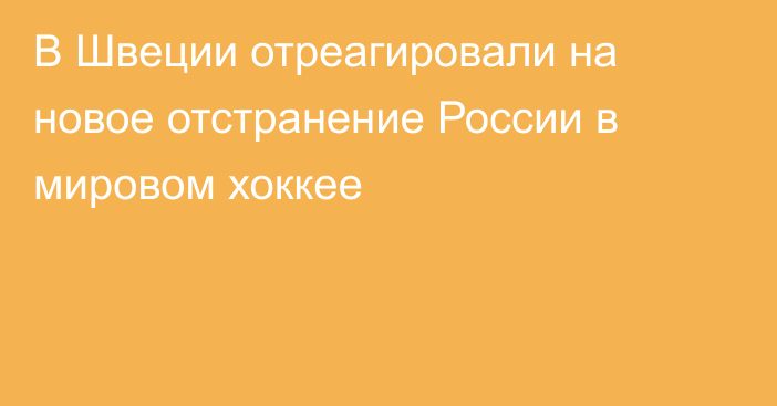 В Швеции отреагировали на новое отстранение России в мировом хоккее