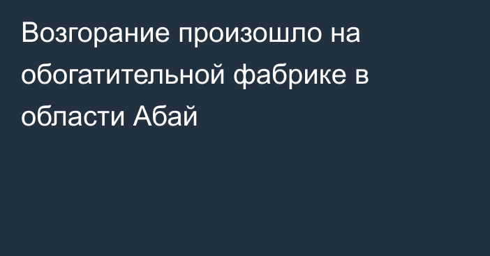 Возгорание произошло на обогатительной фабрике в области Абай
