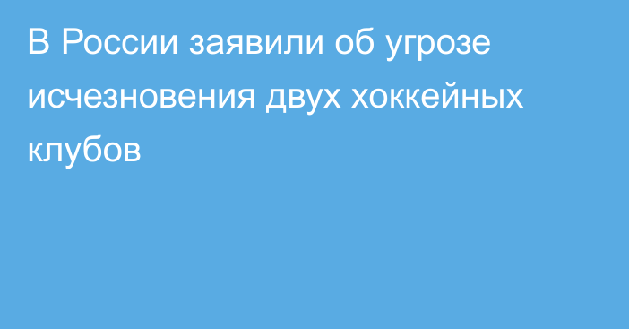 В России заявили об угрозе исчезновения двух хоккейных клубов