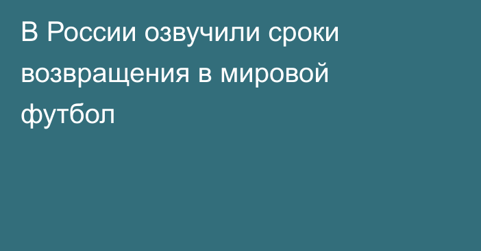 В России озвучили сроки возвращения в мировой футбол