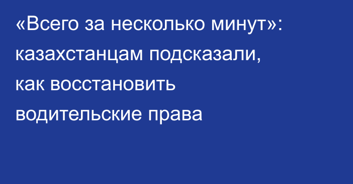 «Всего за несколько минут»: казахстанцам подсказали, как восстановить водительские права