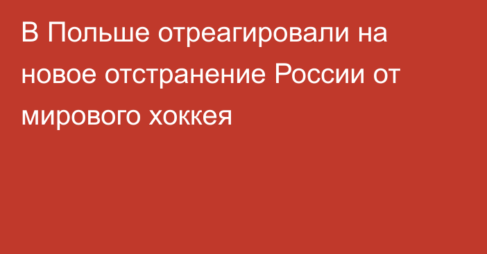 В Польше отреагировали на новое отстранение России от мирового хоккея