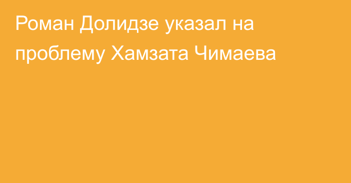 Роман Долидзе указал на проблему Хамзата Чимаева