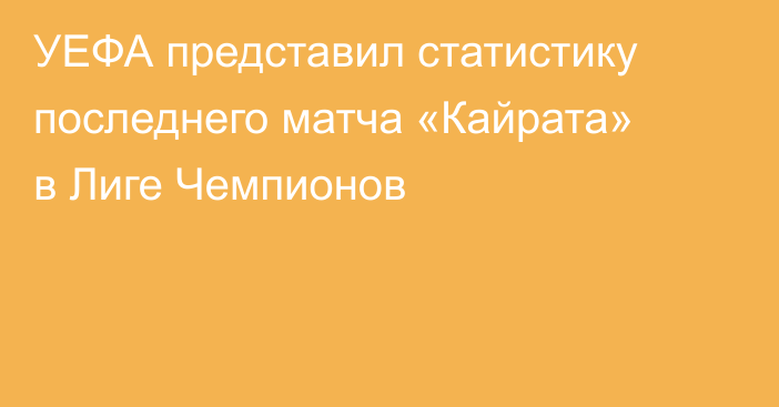 УЕФА представил статистику последнего матча «Кайрата» в Лиге Чемпионов