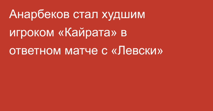 Анарбеков стал худшим игроком «Кайрата» в ответном матче с «Левски»