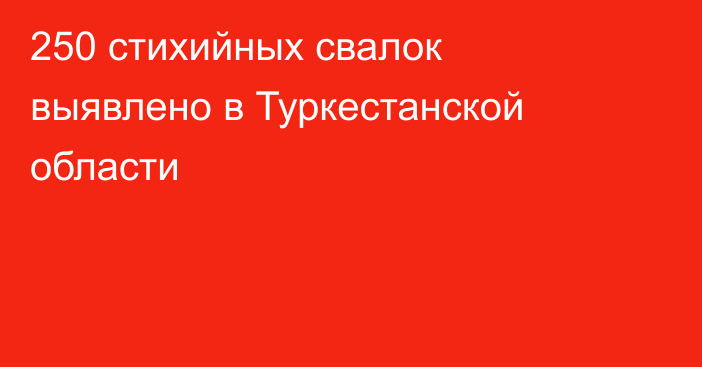 250 стихийных свалок выявлено в Туркестанской области