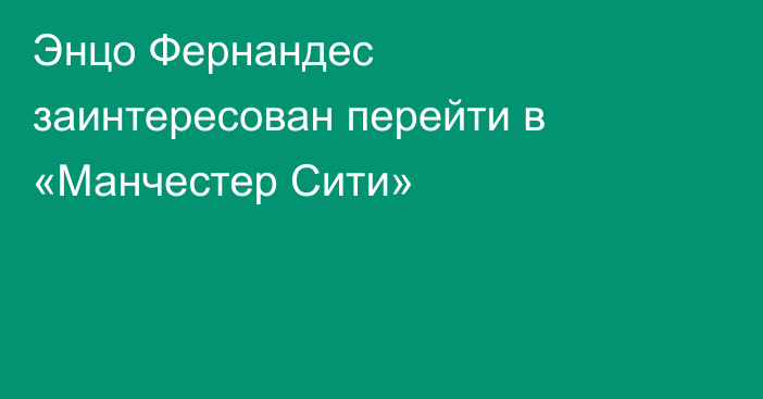 Энцо Фернандес заинтересован перейти в «Манчестер Сити»