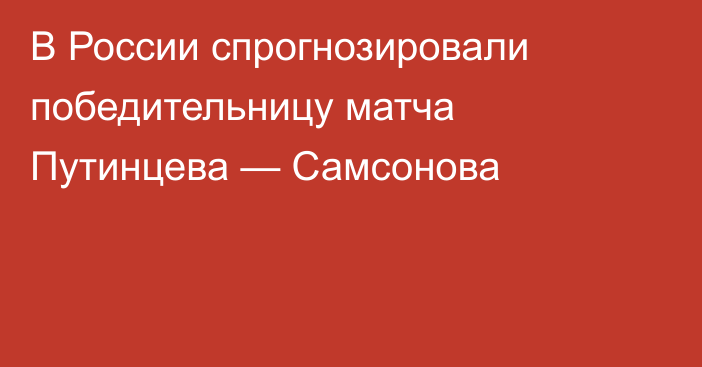 В России спрогнозировали победительницу матча Путинцева — Самсонова