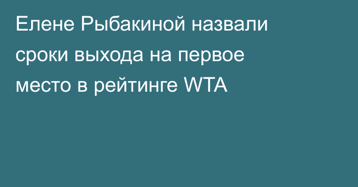 Елене Рыбакиной назвали сроки выхода на первое место в рейтинге WTA