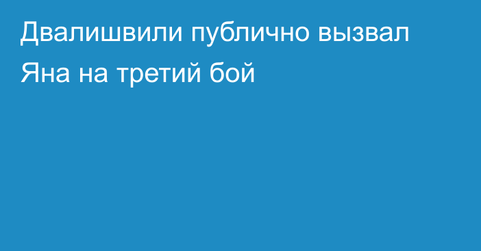 Двалишвили публично вызвал Яна на третий бой