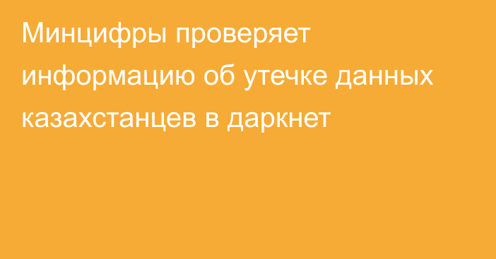 Минцифры проверяет информацию об утечке данных казахстанцев в даркнет