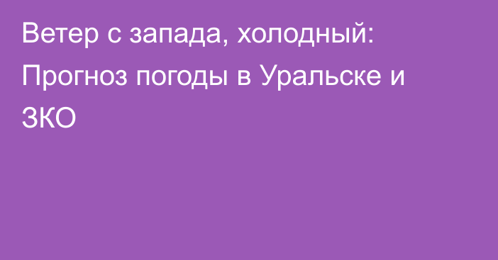 Ветер с запада, холодный: Прогноз погоды в Уральске и ЗКО