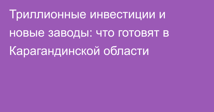 Триллионные инвестиции и новые заводы: что готовят в Карагандинской области