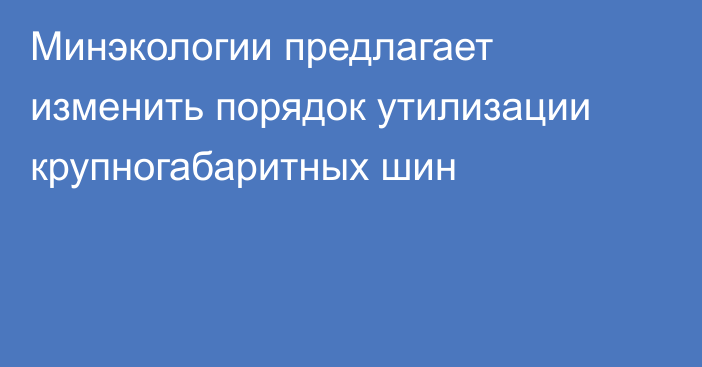 Минэкологии предлагает изменить порядок утилизации крупногабаритных шин