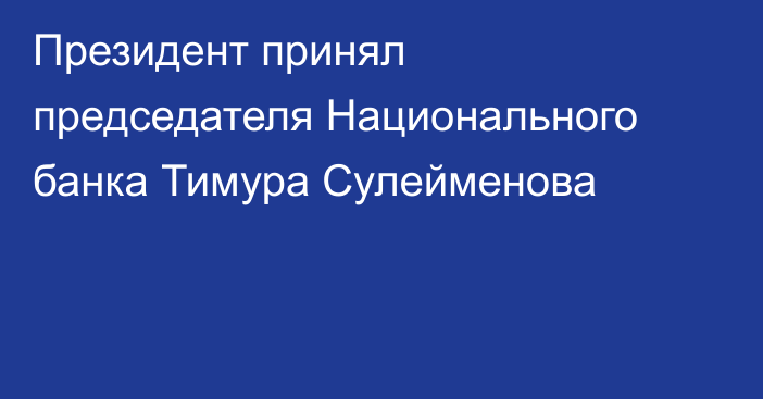 Президент принял председателя Национального банка Тимура Сулейменова