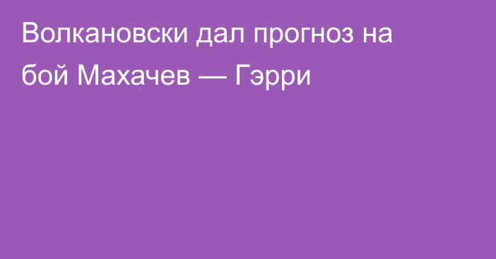 Волкановски дал прогноз на бой Махачев — Гэрри