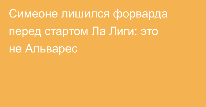 Симеоне лишился форварда перед стартом Ла Лиги: это не Альварес